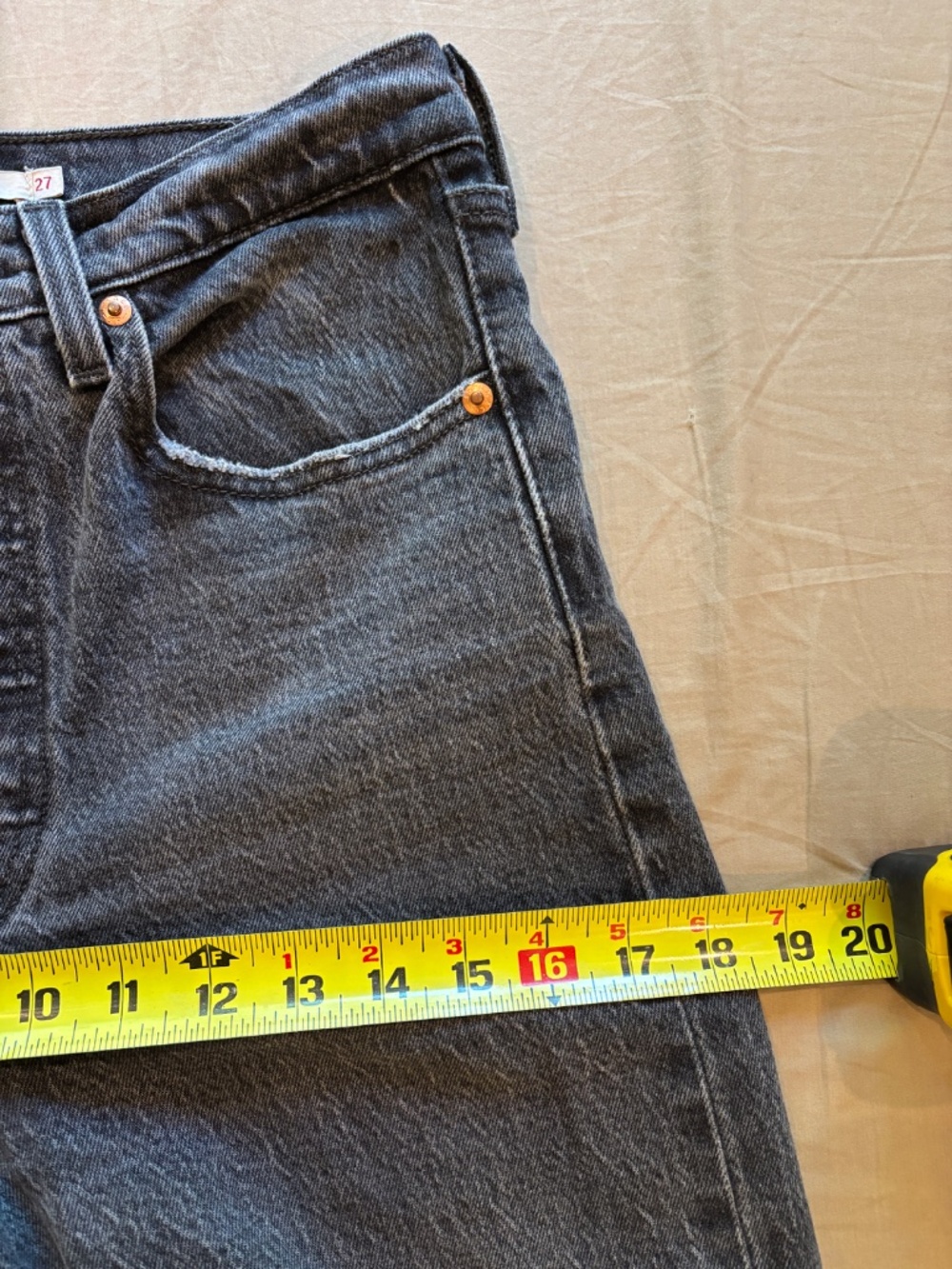 Levi's Premium Ribcage Straight Washed Black Jeans - Picture 6 of 8